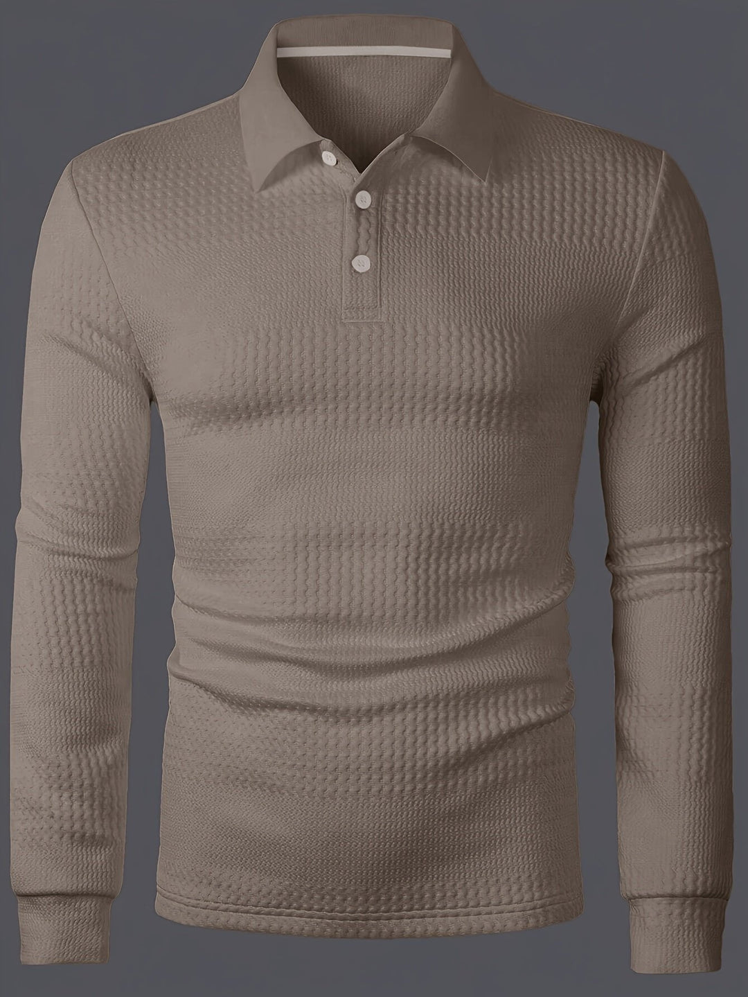 Calvin | Textured Long-Sleeve Polo Shirt