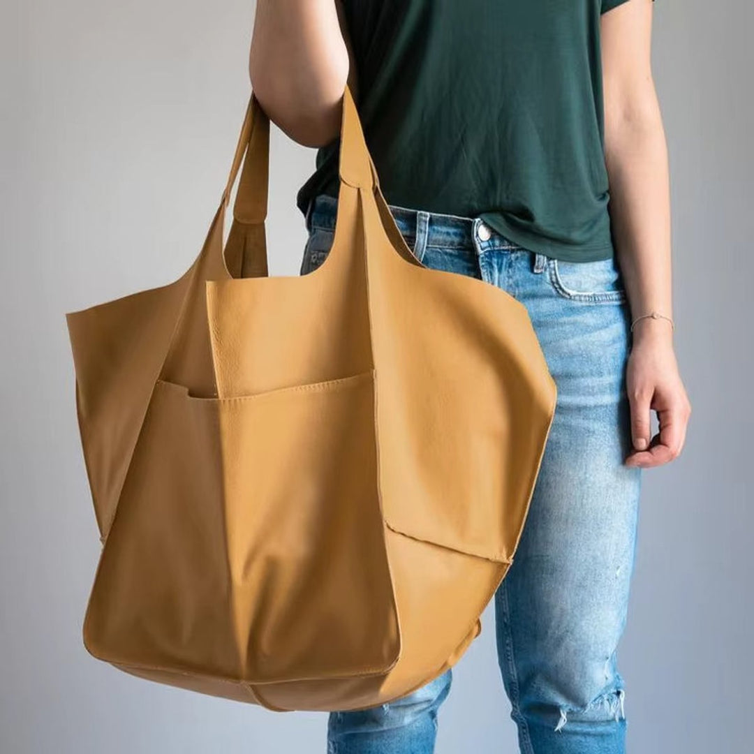 Elena | Oversized Vegan Leather Tote Bag with Magnetic Closure