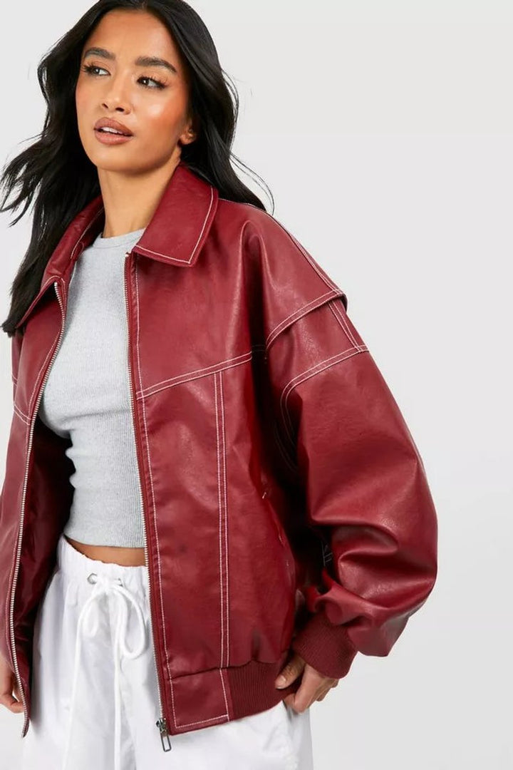 Bailey | Oversized Style Leather Bomber Jacket