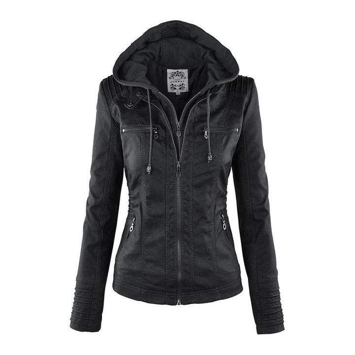 Ruby | Tailored Style Faux Leather Hooded Jacket