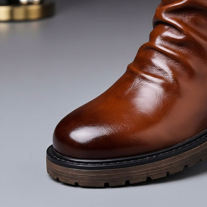 Damian | Vintage Style Leather Boots with Zipper