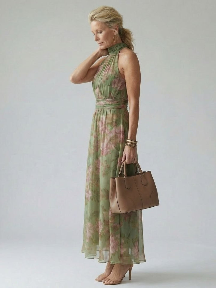 Valentina | Gathered Halter Midi Dress