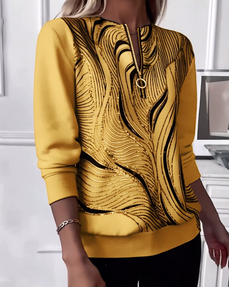 Sweatshirt with Casual Zipper Print