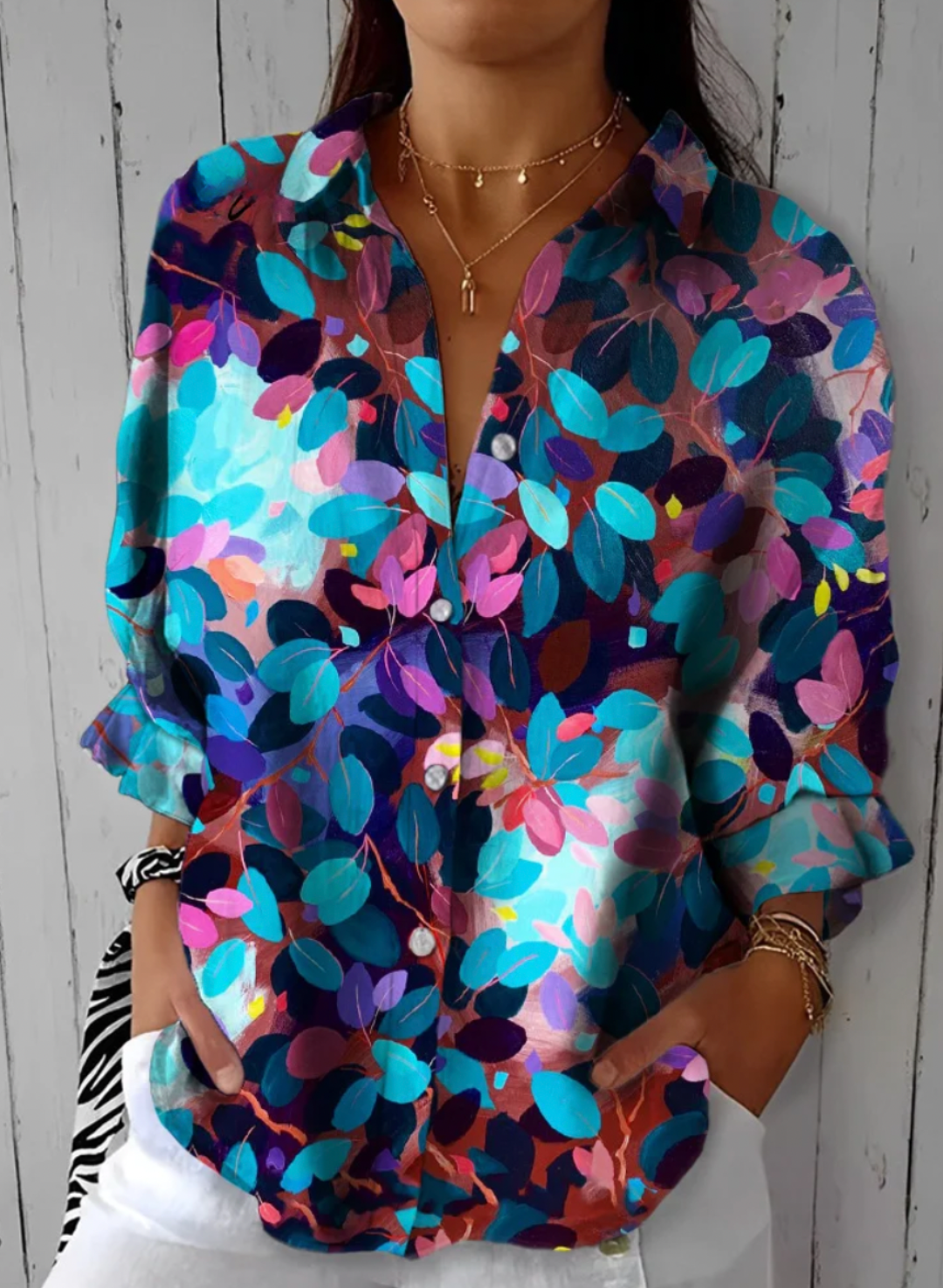 AURIONNA – FLORA BLISS BUTTON-UP SHIRT