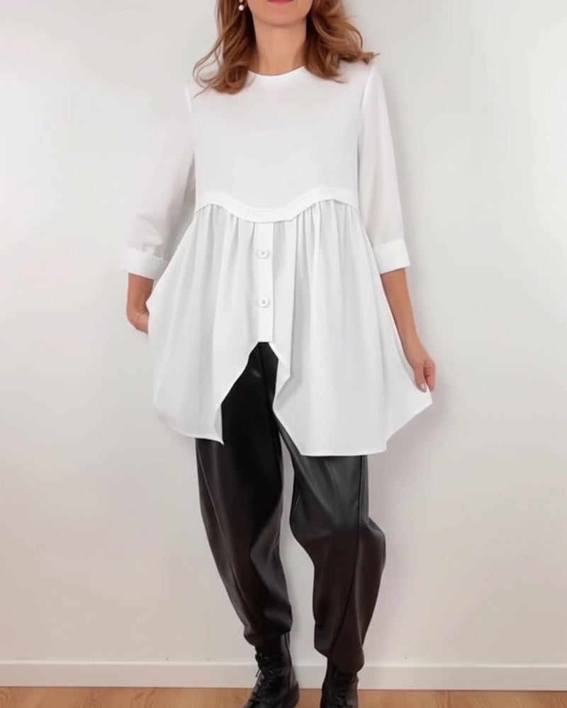 Irregular Pleated A-Line Blouse
