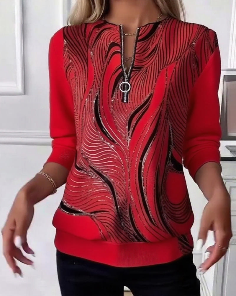 Sweatshirt with Casual Zipper Print