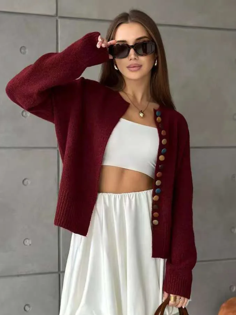 THE NOELLE - BUTTON-ACCENT CARDIGAN