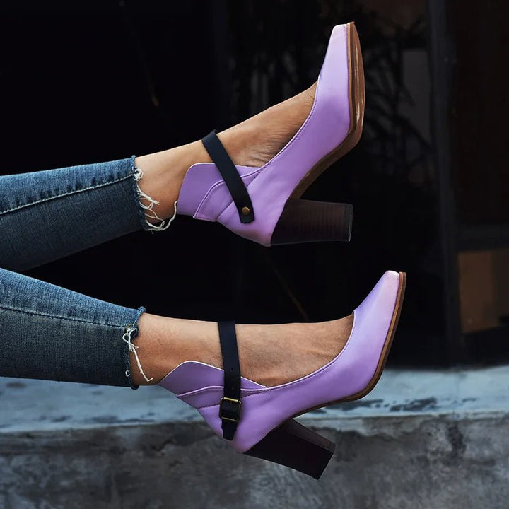 Christina | Stylish Block Heel Shoes with Adjustable Strap