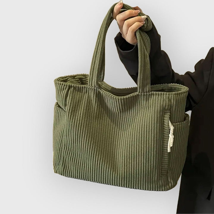 Cami | Spacious Design with Rope Accents Corduroy Tote Bag