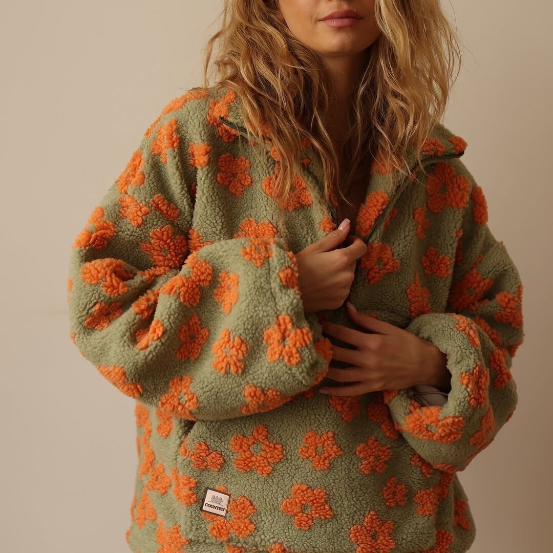 Naomi | Cozy Oversized Floral Teddy Fleece Sweater