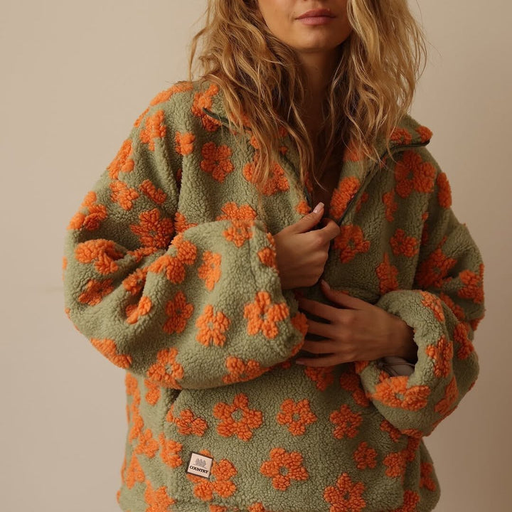 Naomi | Cozy Oversized Floral Teddy Fleece Sweater