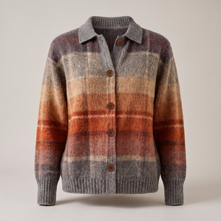 Melody | Relaxed Fit Checked Knit Cardigan