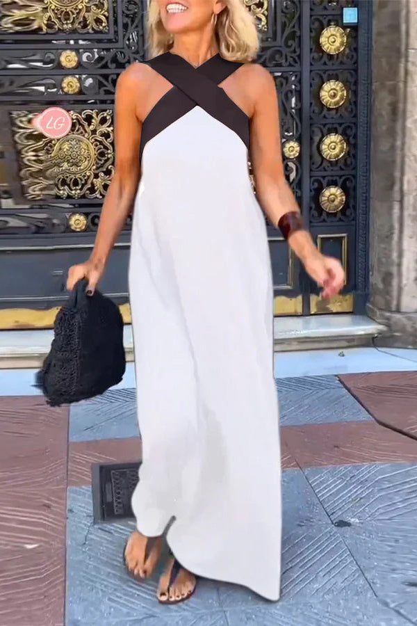 CARYS – WOMEN'S CROSS BACKLESS SLEEVELESS DRESS