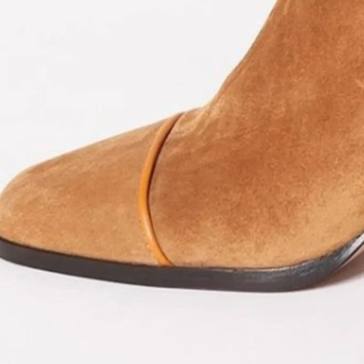 Martha | Statement Leopard-Toe Suede Block-Heel Ankle Boots