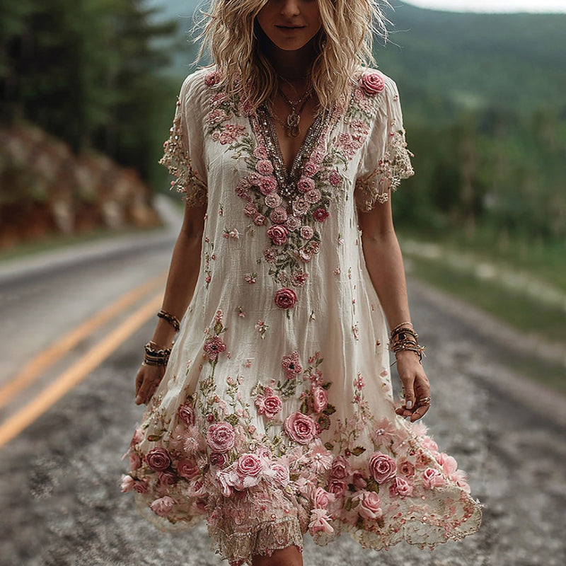 SYLVIANNE – VINTAGE SHORT-SLEEVE DRESS