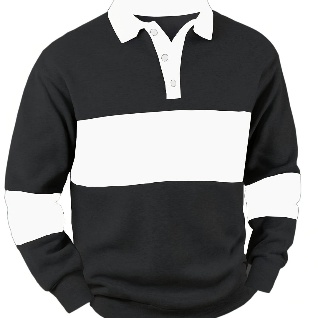 Easton | Colour-Block Long Sleeve Polo Shirt