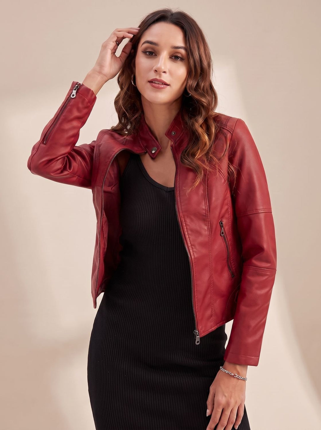 Clara | Tailored Faux Leather Biker Jacket