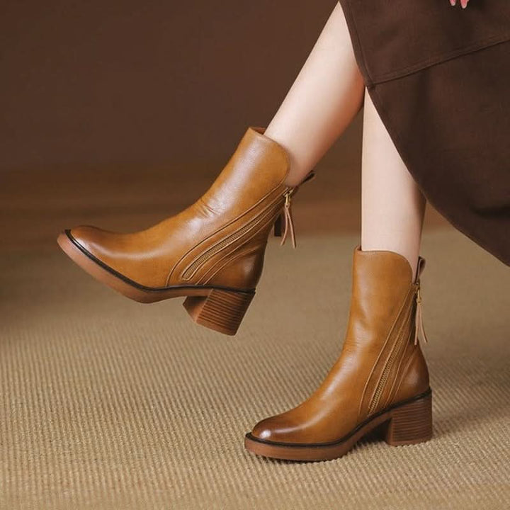Evelyn | Premium Leather Style Ankle Boots with Zipper