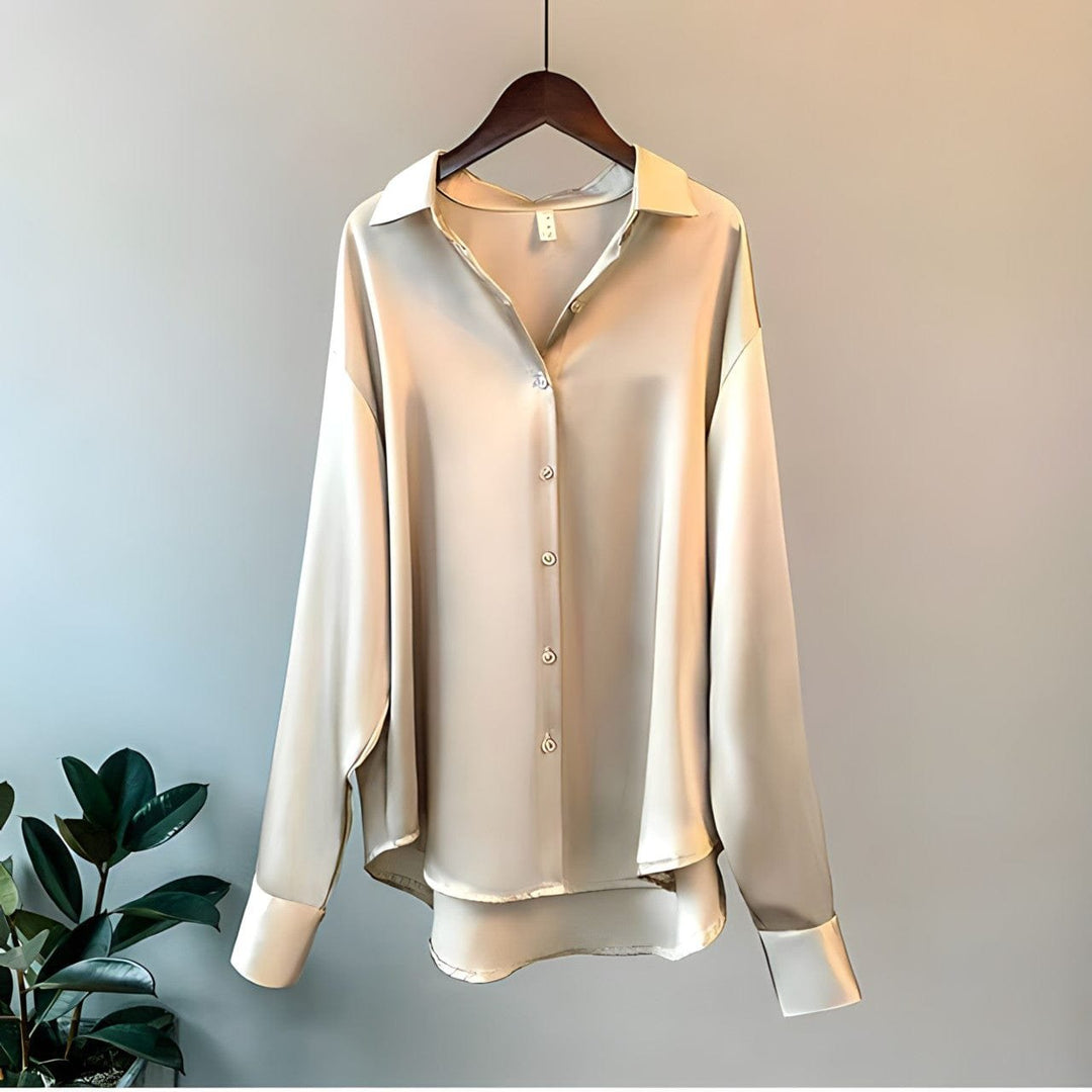 Nova | Elegant Satin Button-Up Silk Shirt