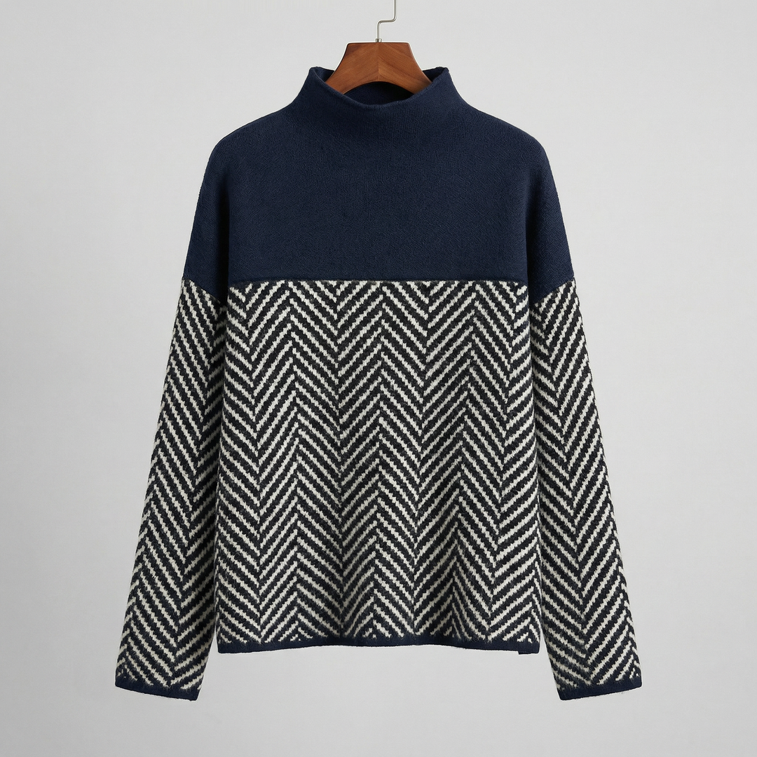Victoria | Sophisticated Style Herringbone Knit Sweater