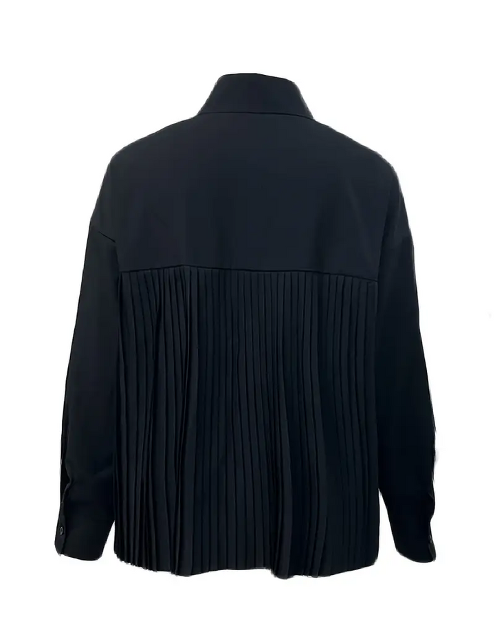 Stylish Solid Color Pleated Blouse