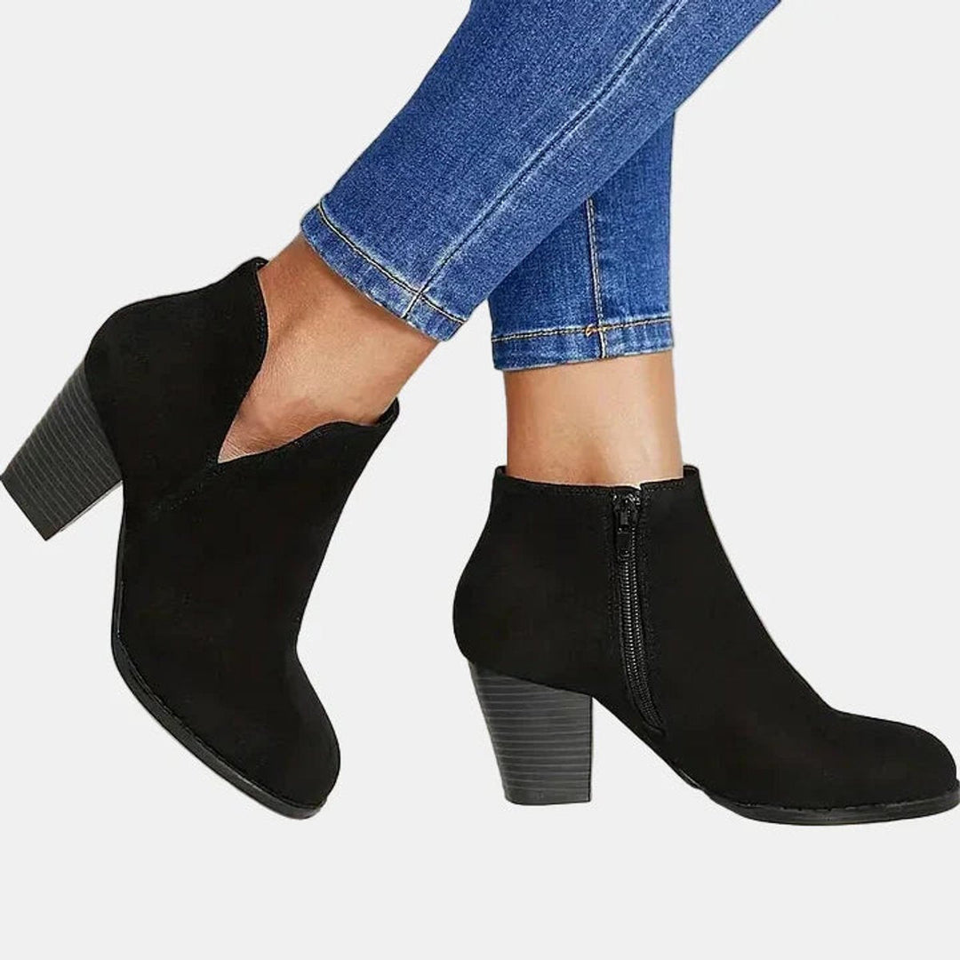 Beatrice | Women's Suede Block Heel Side-Zip Ankle Boots