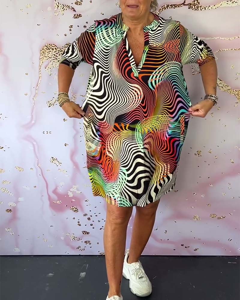 Women’s Multicolor V-Neck Midi Dress