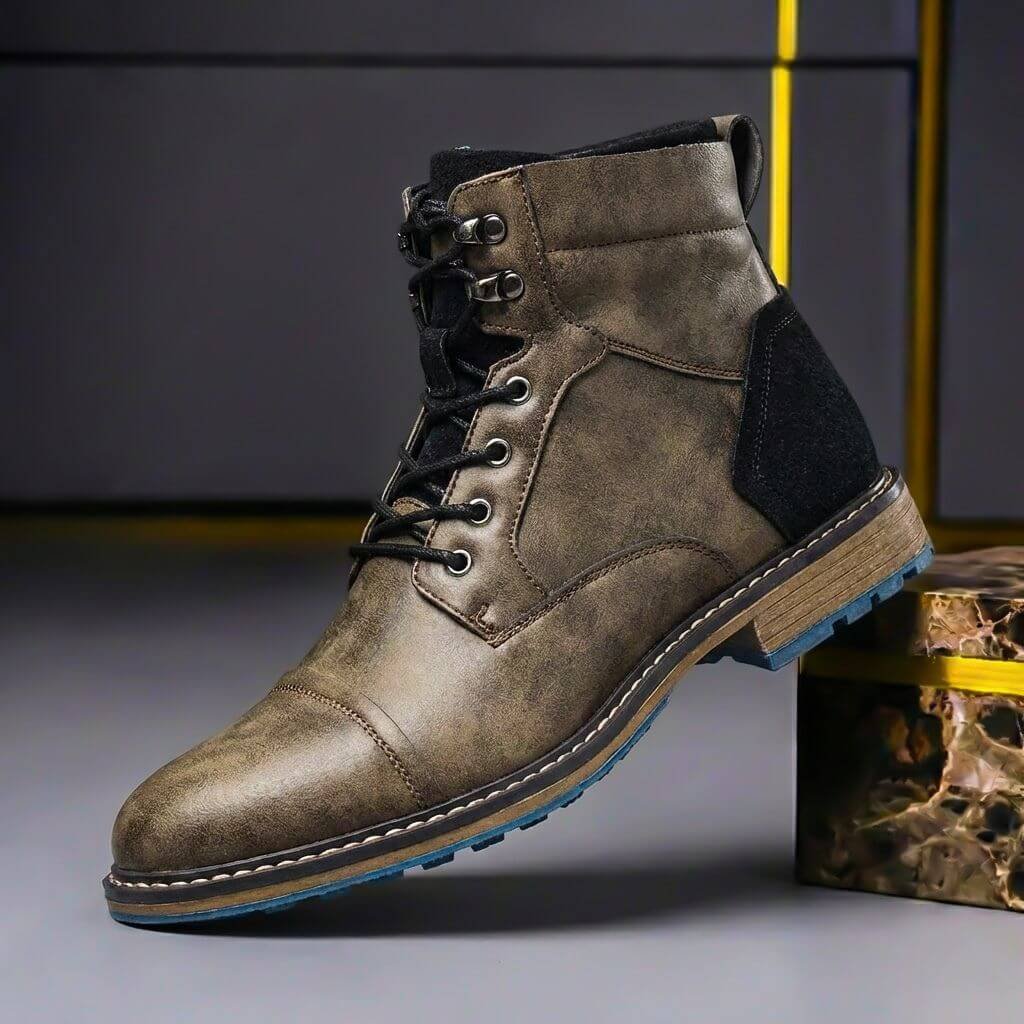 Eithan | Vintage Style Two-Tone Leather Boots