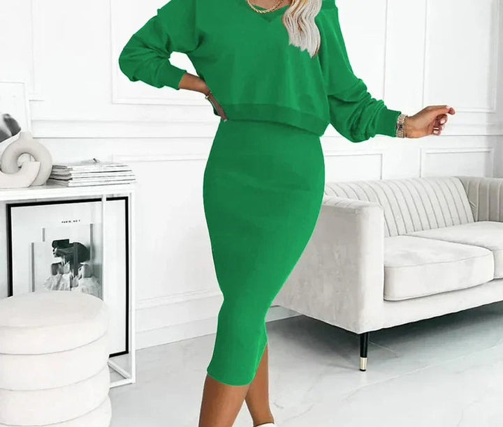 Nora | Sweatshirt & Midi Skirt Two-Piece Set