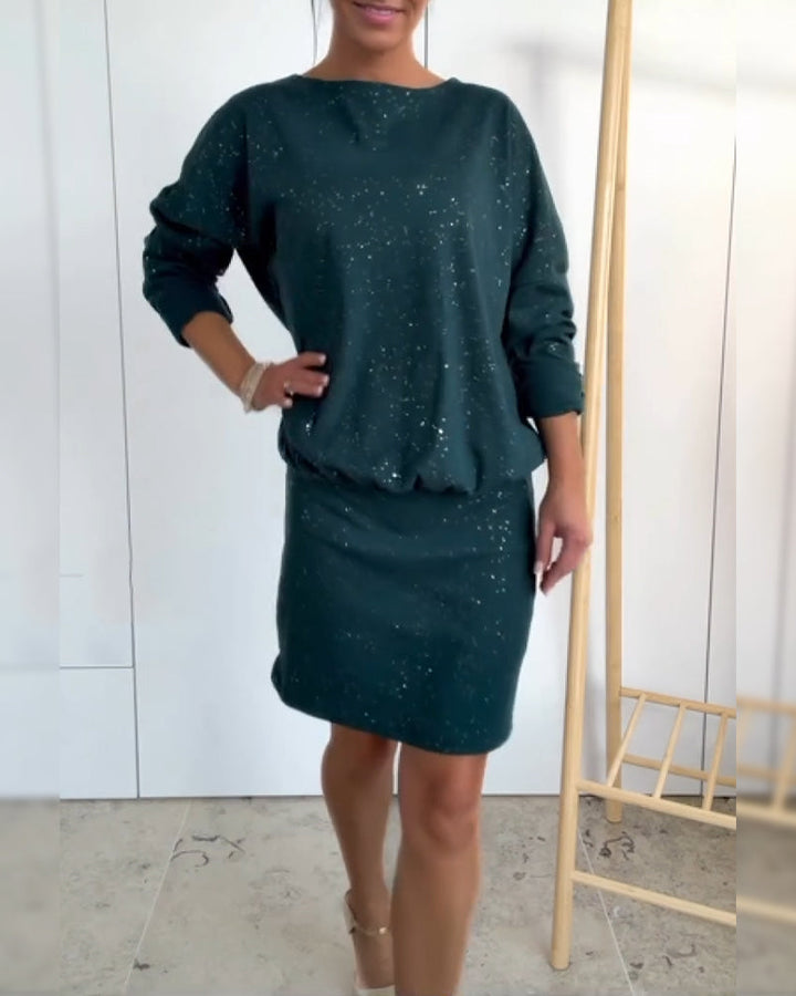 Dress Round Neck Fine Glitter Fashion