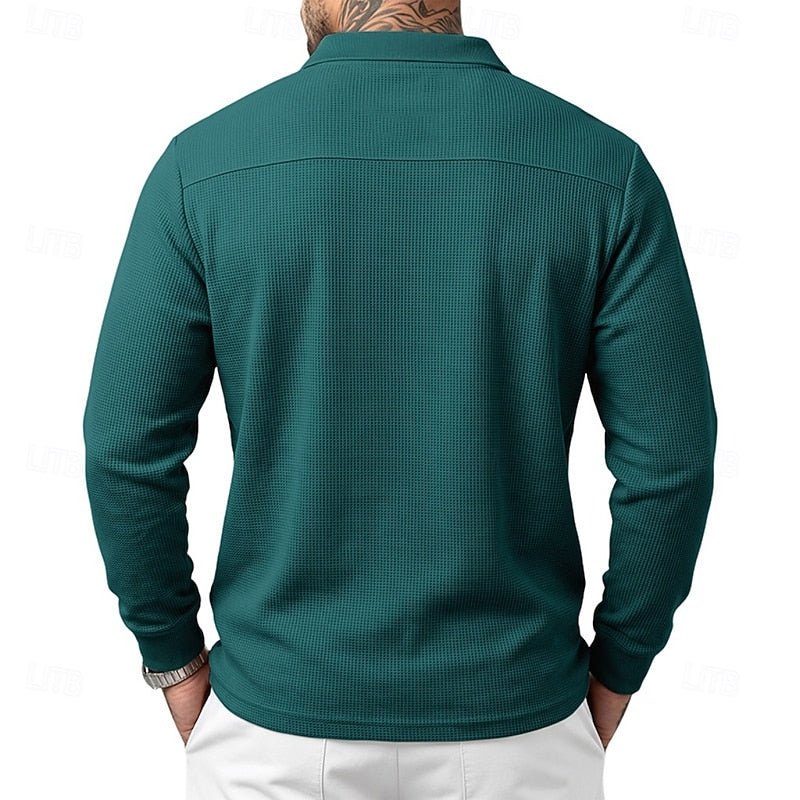 Jonah | Textured Long-Sleeve Polo Shirt