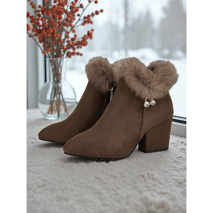 Natalie | Fur-Trimmed Block Heel Ankle Boots
