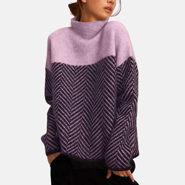 Victoria | Sophisticated Style Herringbone Knit Sweater