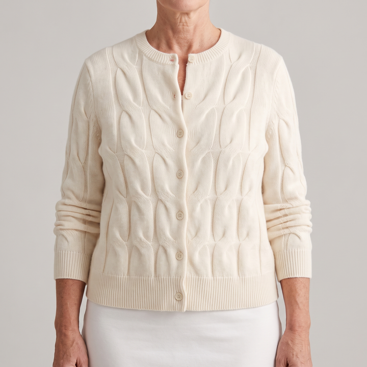 Madelyn | Artful Cable Style Cashmere Knit Cardigan