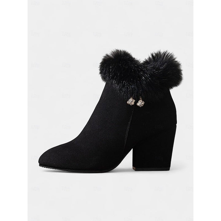 Natalie | Fur-Trimmed Block Heel Ankle Boots