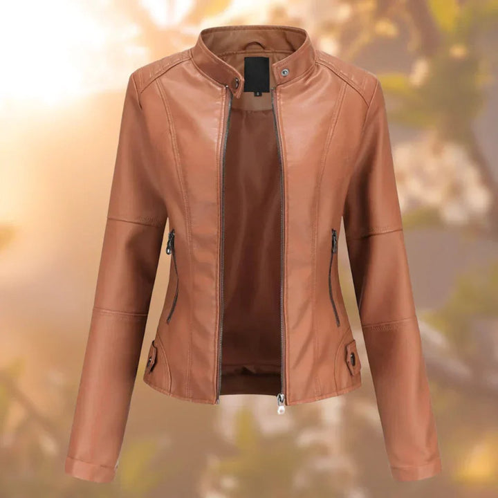 Mariana | Slim-Fit Zip-Up Faux Leather Biker Jacket for Women