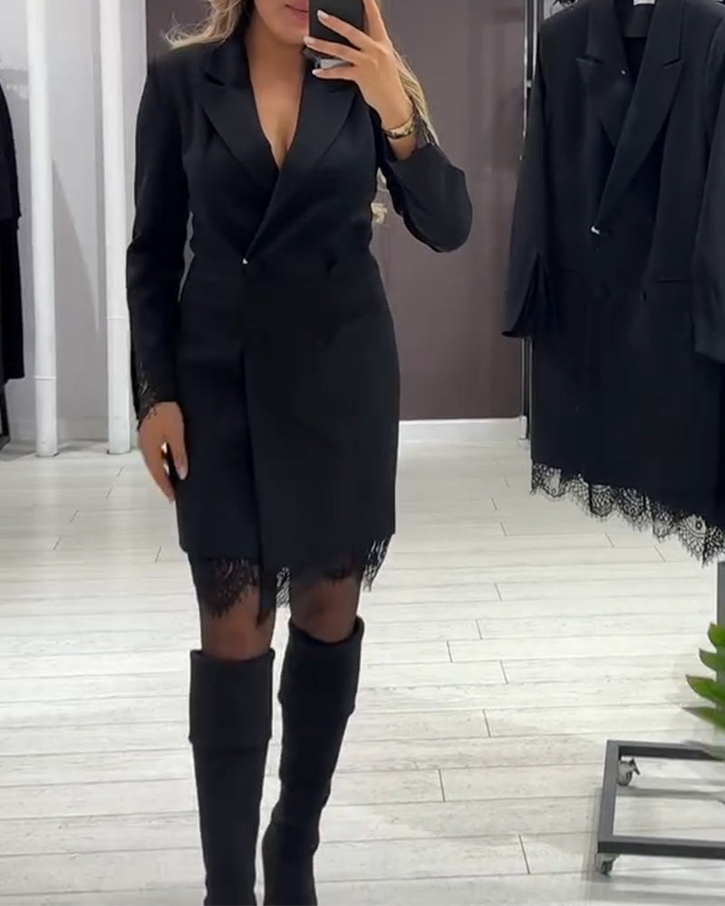 Dress With V-Neck and Inserts for Work