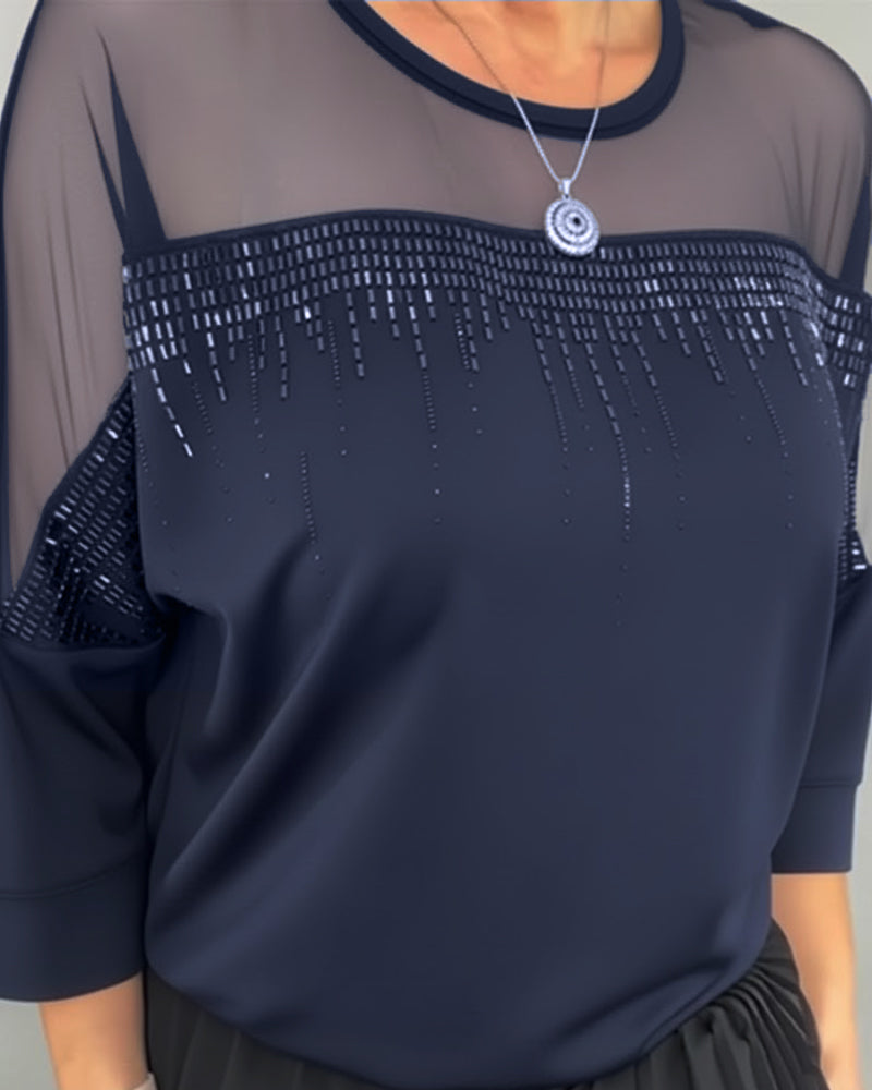 Mesh Blouse Split Loose