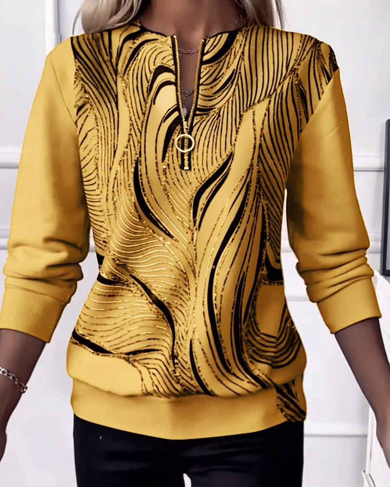 Sweatshirt with Casual Zipper Print