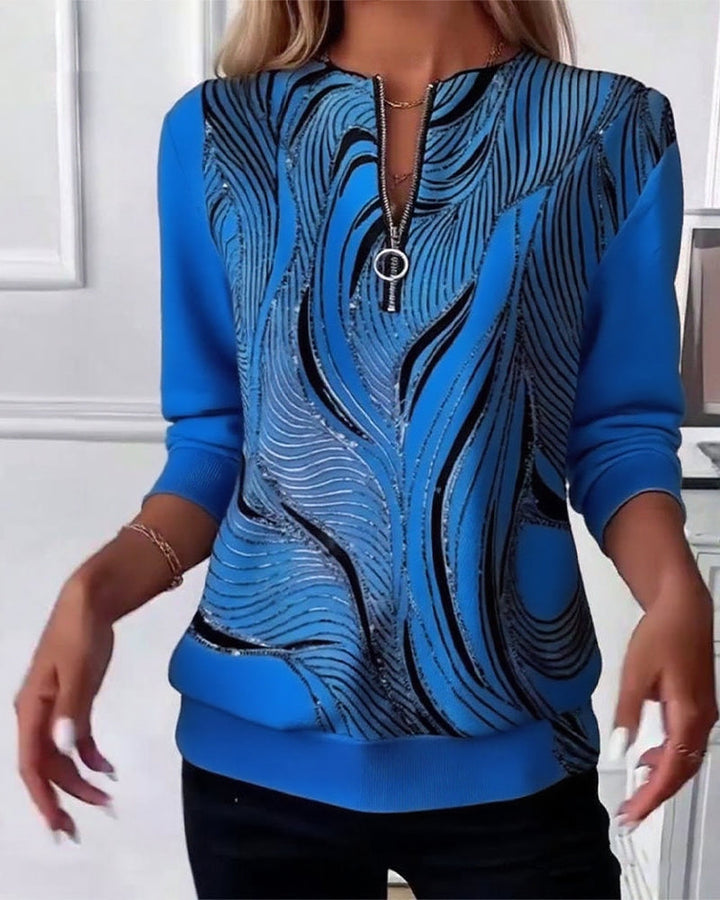 Sweatshirt with Casual Zipper Print