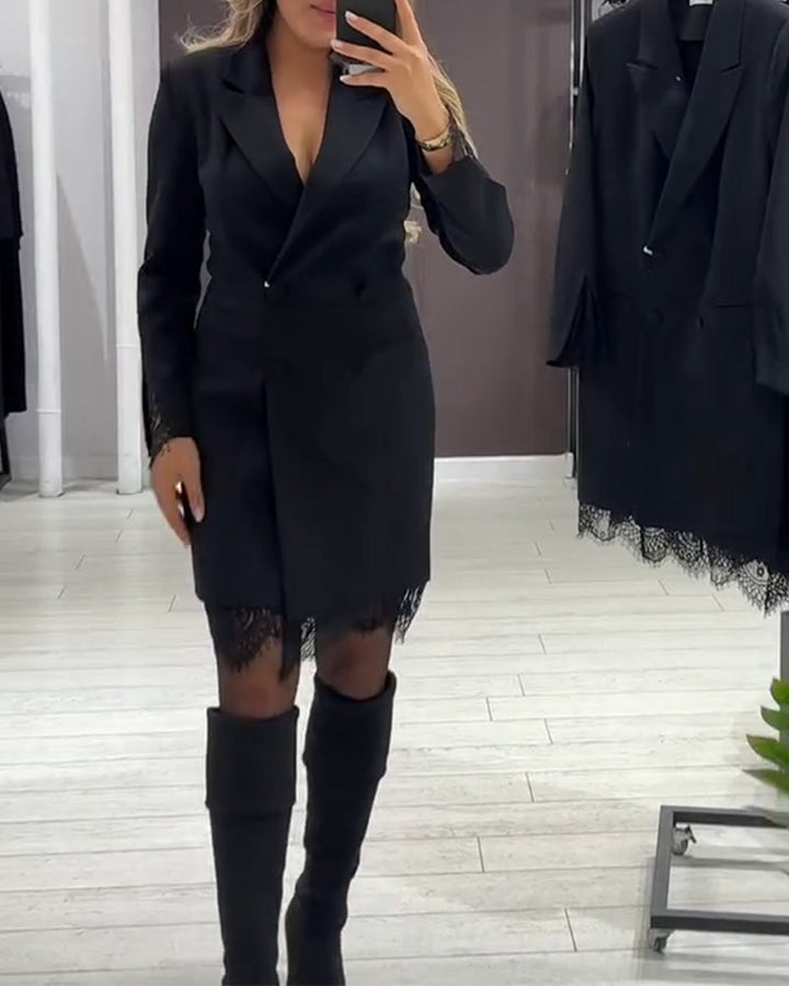 V-Neck Dress with Inserts for Work