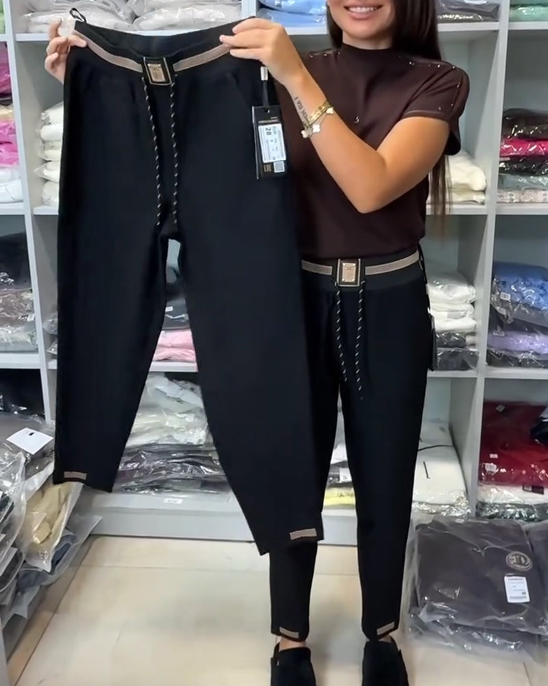 Stylish Pants with Drawstring and Elastic Waist