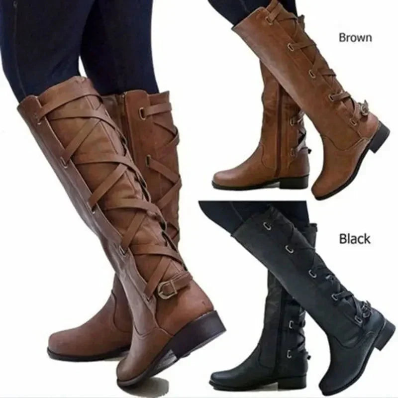 Siena | Trendy Back Buckle Equestrian Knee High Boots