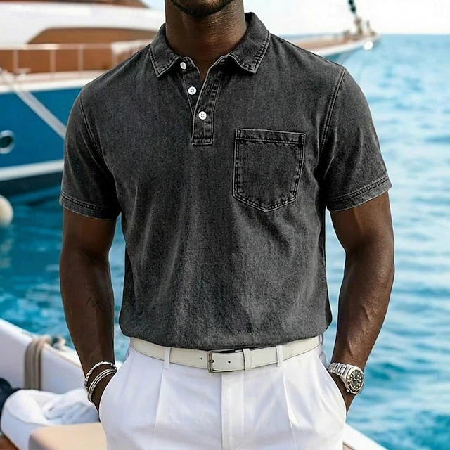 Lucas | Vintage-Washed Cotton Blend Polo Shirt