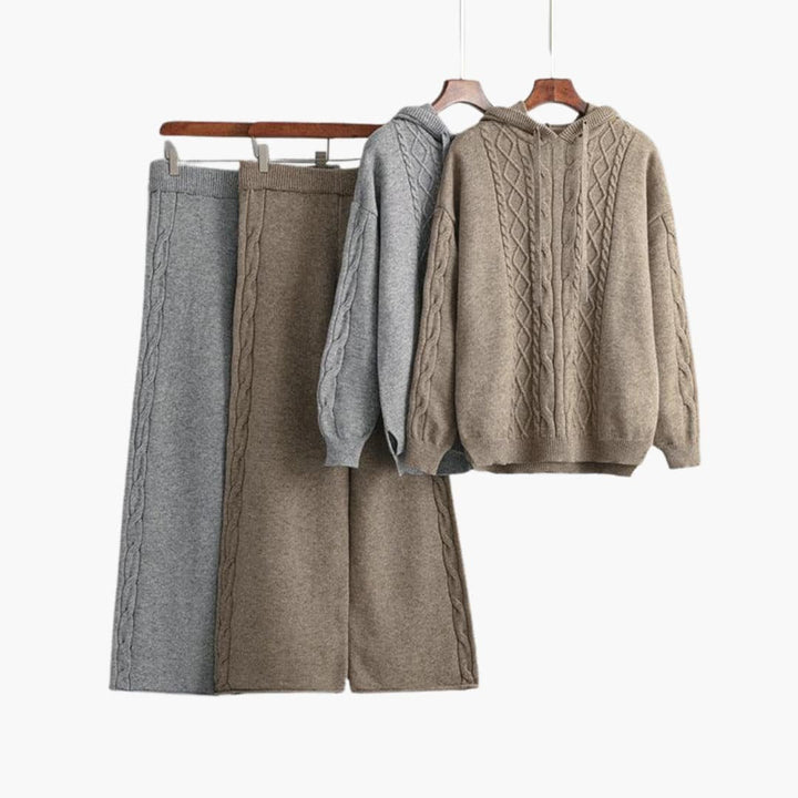 Natalie | Oversized Knit Hoodie & Wide-Leg Set