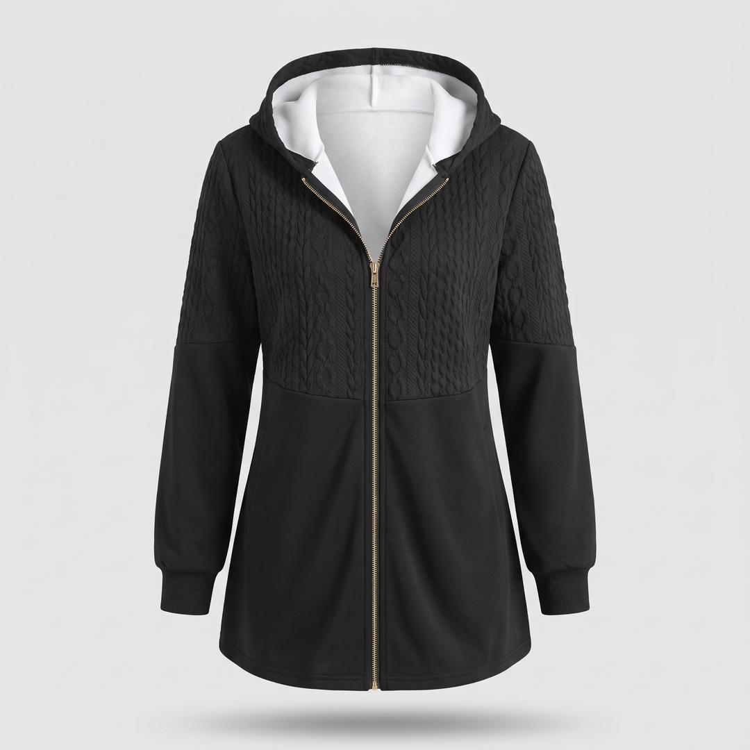 Josie | Textured Zip Front Style Longline Knit Cardigan
