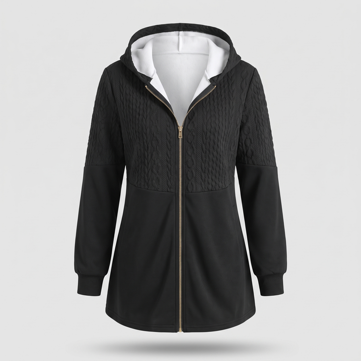 Josie | Textured Zip Front Style Longline Knit Cardigan