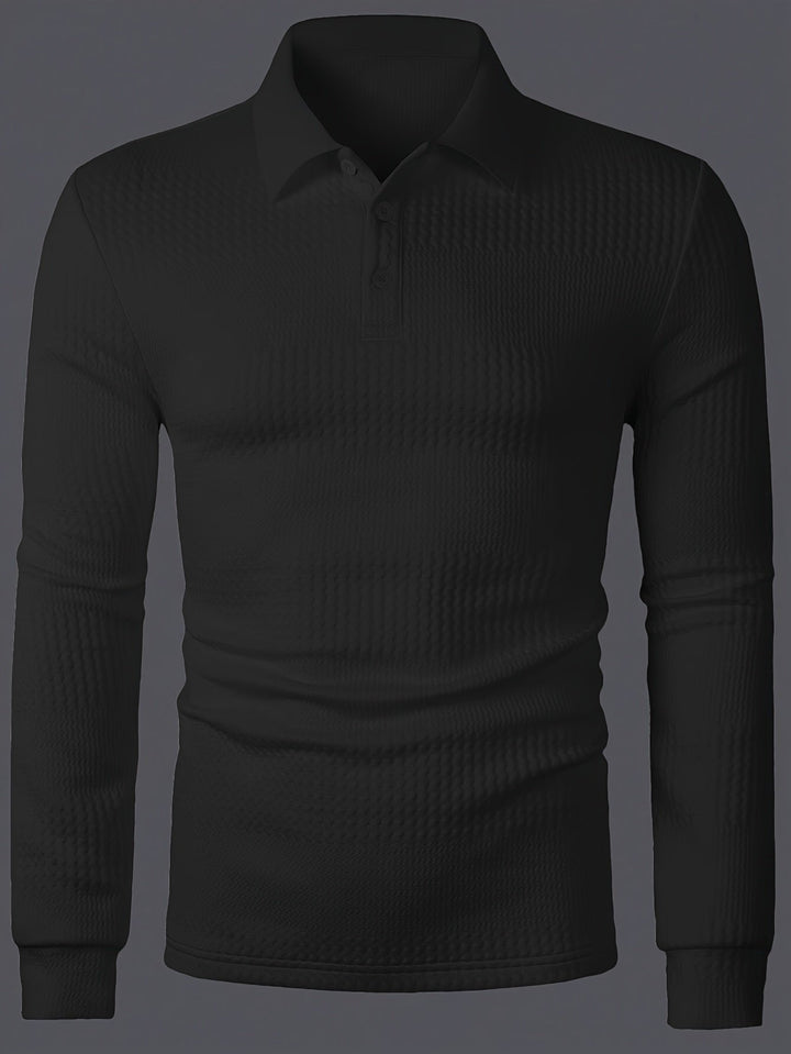 Calvin | Textured Long-Sleeve Polo Shirt