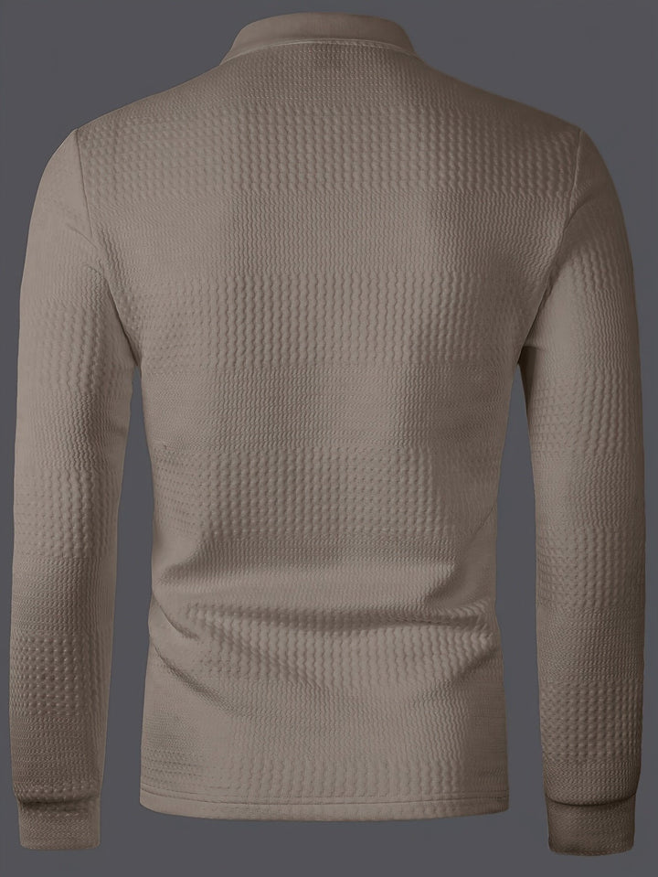 Calvin | Textured Long-Sleeve Polo Shirt