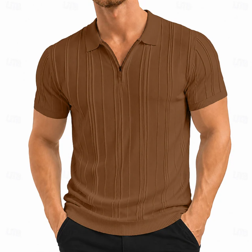 Ethan | Refined Textured Slim Fit Polo Shirt